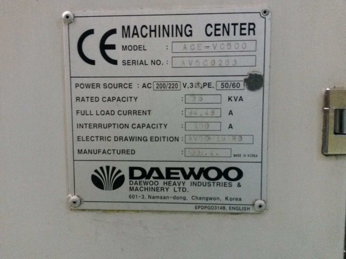 CENTRO MECANIZADO HORIZONTAL DAEWOO ACE VC500